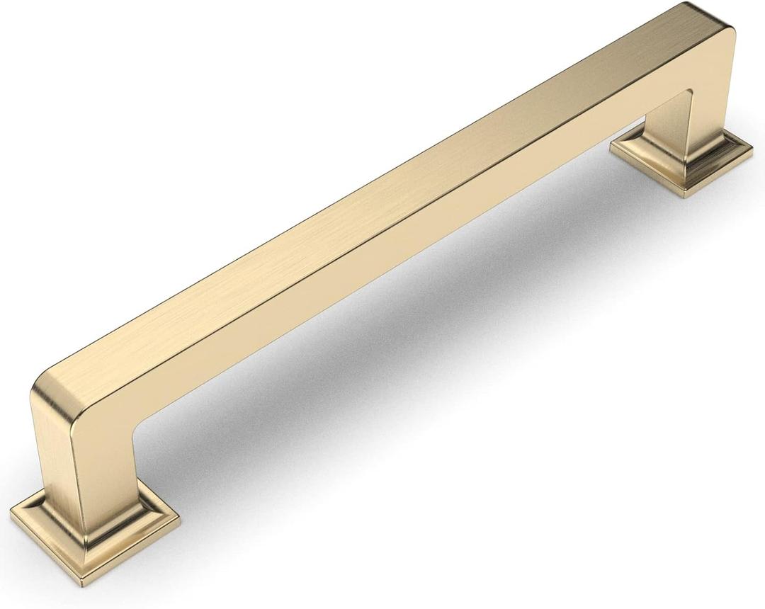 Amerdeco 6 Pack Brushed Brass Cabinet Pulls 5 Inch(128MM) Hole Centers Kitchen Cabinet Handles Cabinet Hardware Kitchen Handles for Cabinets Cupboard Handles Drawer Pulls ZH0019