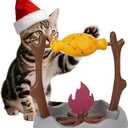 Cat BBQ Toy,Treat-Dispensing Slow Puzzle Feeder Bowls,Unique Rotatable Roast and Flame,Cognitive Training Game,Enrichment Interactive Stimulation Toys for Indoor Kitty