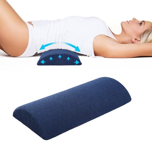 Cozyhealth - 2.95" H*18.7" L - Soft Small Lumbar Pillow for Sleeping, Memory Foam Back Lumbar Support Cushion for Lower Back Pain Relief Bed Waist Sleep Support Pillow for Side, Back(Dark Blue, Small)