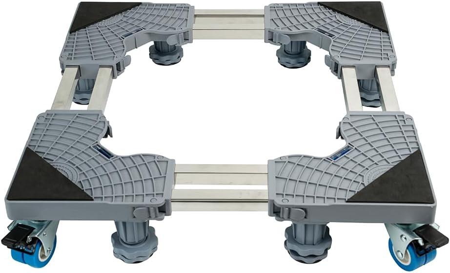 Mobile Base With 4 Locking Wheels And 8 Strong Feet 27.5-35.4, Heavy Duty Furniture Dolly for Washer, Refrigerator and Dryer, Adjustable Fridge Stand Washing Machine Stand Pedestal (27.5-35.4)