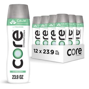 CORE Hydration+ Calm, Cucumber Essence Nutrient Enhanced Water with L-Theanine, 23.9 Fl Oz Bottle (Pack of 12)