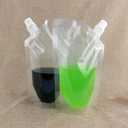 50 Pieces 8 x 4 Inch Plastic Drink Pouches, 16oz Plastic Flasks with Screw Cap and Funnel Flask Pouch for Party, Travel and Outdoor Use, BPA Free, Clear