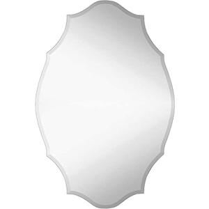 Hamilton Hills 24" x 36" Modern Silver Polished Glass Rectangular Mirror | Elaborate Scallop Wall Mirror Scalloped Edges Vanity for Bedroom, Bathroom and Living-Rooms| Hangs Horizontal and Vertical