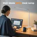 SIBRILLE Silver LED Desk Lamp, 16" Dimmable Metal Desk Light with Base, 15W 1200LM, Adapter Included, Color & Brightness Adjustable, Modern Tall Table Lamp for Home Office Reading Study Task Laptop