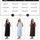 Women's Ruched Scoop Neck Sleeveless Maxi Dress Wide Pleated Strap Midi Dress Solid Loose Long Dresses with Pockets (Pink, M)