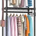 Clothes Rack, Clothing Rack for Hanging Clothes, 4 Tiers Adjustable Closet Organizer System with Drawer | Double Rods | Side Hooks | Load 445lbs | 23" L x 13.18" W x 78.74" H | Black
