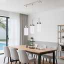 MELUCEE LED Linear Pendant Light Brushed Nickel 20.5IN with Clear Glass | Modern Ceiling Chandelier Light Fixture Hanging 3000K-6000K Adjustable Color Temperature Island Light for Dining Room Kitchen, 3-Light-Rectangle