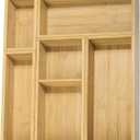 5 Pack Bamboo Drawer Organizer Set, Multi-Use Junk Drawer Organizer for Bathroom, Kitchen, Office, Jewelry, Makeup