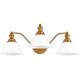 3 Light Brass Vanity Light, Brushed Brass Bathroom Mirror Light Fixture, 23.6" L Vintage Luxury Bathroom Wall Sconce, E26 Base Hardwired Vanity Lighting Over Mirror for Bathroom Bedroom Dressing Room
