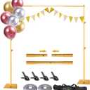 Pipe and Drape Photography Backdrop Stand Kit - Gold Adjustable Photo Background Stand 10ft x 6.5ft with Metal Base for Parties Weddings Birthday Party Events Photo Booth