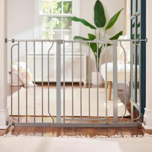 Regalo Safety 29"-49" Extra Wide Baby Gate, Bottom of Stairs & DoorwaysPressure Mounted with Door, For Babies, Toddlers & Pets, Platinum, Tested & Trusted for 30 Years (Platinum)