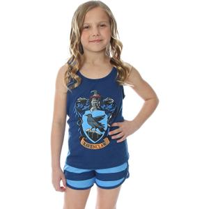 Harry Potter Big Girls' Hogwarts House Crest Racerback Tank and Shorts Pajama Lounge Set (18-20, Ravenclaw)