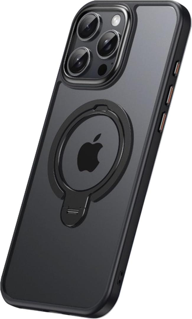 Case for iPhone 16 Pro Max/16 Pro/16 Plus/16, [Military Drop Protection] [Compatible with MagSafe] Translucent Hard Back Soft Edge Anti-Fingerprint (Black)