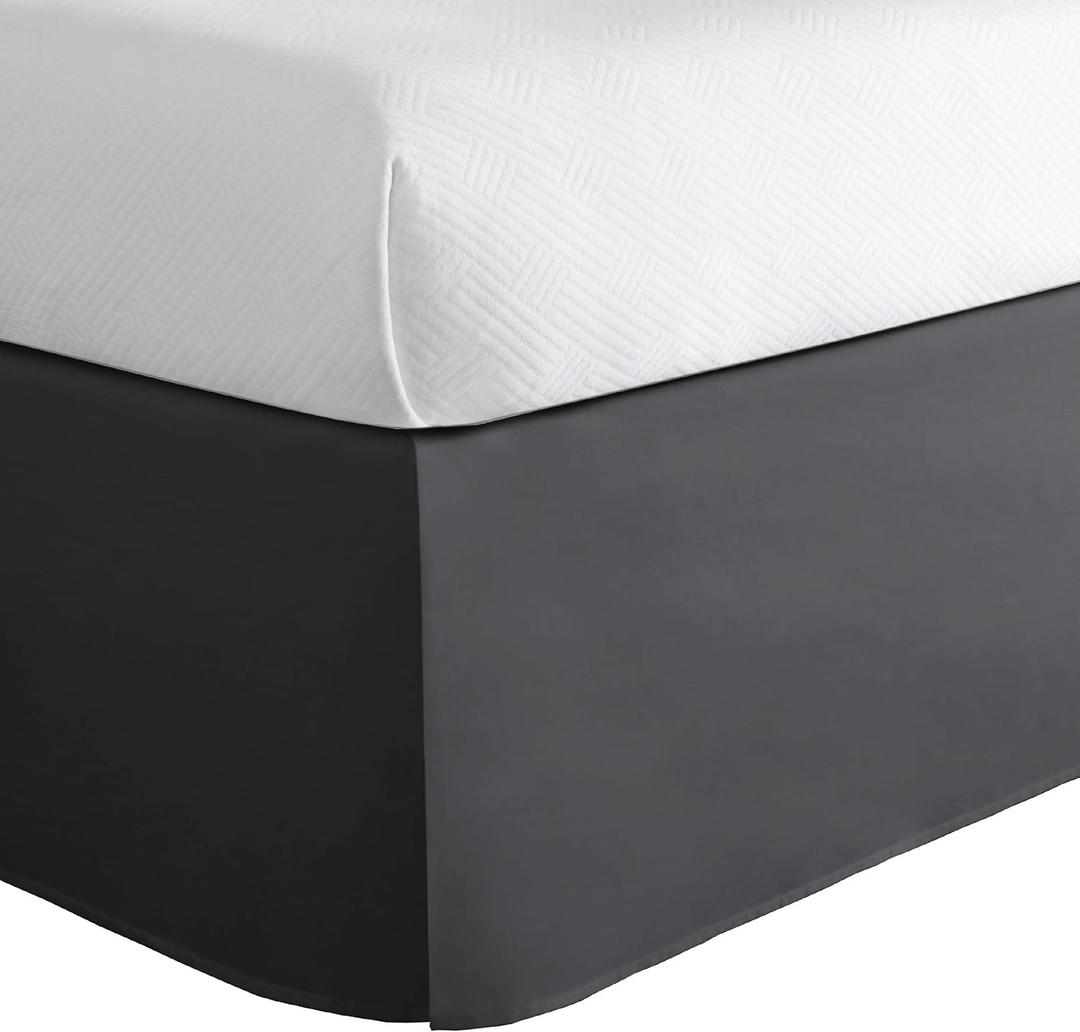 Classic Tailored Bed Skirt Dust Ruffle, Cotton Blend Design, 14" Drop Length, King, Grey