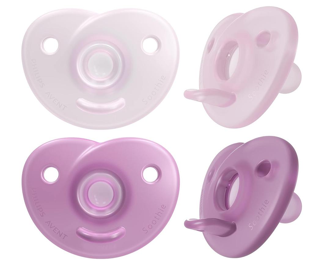 Philips AVENT Soothie Heart Pacifier, 0-3 Months, Pink/Light Pink, 4 Pack, SCF099/42