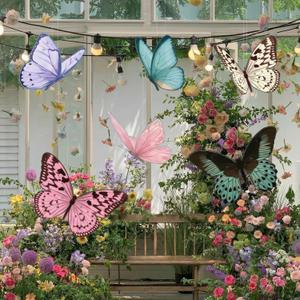 18 Pcs Large Butterfly Party Decorations 3D Paper Butterfly Hanging Decoration 2 Sizes Vibrant Paper Butterflies Birthday Party Supplies for Wedding Spring Baby Shower Room Ceiling Decor