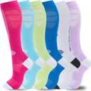 fenglaoda Compression Socks Women Men 6 Pairs, Knee High Best Support Circulation Socks for Running, Travel, Flight, Nurse