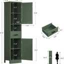 TEENFON 67" H Tall Bathroom Storage Cabinet with Barn Doors and Drawer, Narrow Bathroom Cabinet, Narrow Storage Unit, Adjustable Shelves, Floor Cabinets for Living Room, Forest Green, 11.8"D x 15.8"W x 67"H