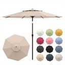 Patio Kingdom 11FT Patio Umbrella, 2 Tier Outdoor Table Umbrella, Large Vented Market Umbrellas with Crank Lift, 8 Sturdy Ribs for Backyard, Deck, Pool, UPF50+ UV Protection, Beige