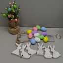 Easter Decor Include 12 Inch Easter Egg Tabletop Tree with Warm Light String 6 Bunny Wooden Signs and 12 Decorative Speckled Eggs for Table Decorations