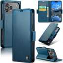 SINIANL Leather for iPhone 17 Pro Max Case Wallet, PU Leather Wallet Case Flip Folio RFID Blocking Card Holder Stand Phone Cover for iPhone 17 Pro Max, Blue