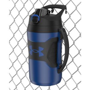 Under Armour Half Gallon Water Bottle Insulated, 64oz Insulated Water Bottle with Handle, Fence Hook, Leak Resistant, for Baseball, Football & More - Royal/Black