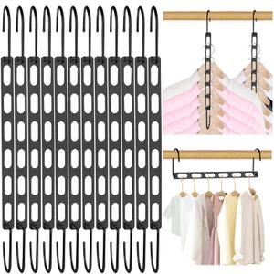 12 Pack Space Saving Hangers for Clothes, Collapsible Metal Hangers Organizer, Clothes Space Savers, Closet Organizers and Storage, Dorm Room Essentials, Black