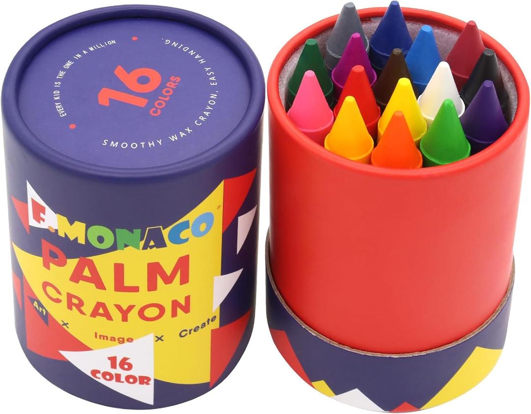Lebze Jumbo Crayons for Toddlers, 16 Colors Non Toxic Crayons, Easy to Hold Large Crayon for Kids, Safe for Babies and Children Flower Monaco (Multicolor)