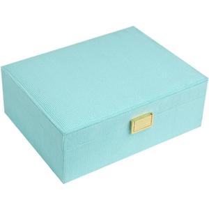 Sophisticated Jewelry Chest Space Saving Storage Case Multitiered Plush Jewelry Container for Women Girls (Blue)
