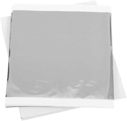 BOHUIZ 200 Pcs Silver Leaf Sheets, 14cm Silver Leaf Foil, Gold Leaf Foil for Nail, Art Crafts, Painting, Home Walls, Interior Multi Artistic Decoration, Imitation Silver Foil Sheets