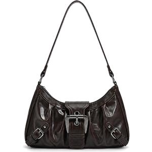 Women Y2k Trendy Shoulder Bag Small Cute Hobo Bag Top Handle Clutch Purse Buckle Punk Handbag