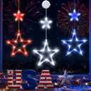 LYUBASA 4th of July String Lights Decorations, 3 Pack, Battery Operated, Red White and Blue, Indoor Window Star Lights, Patriotic Independence Day Decor