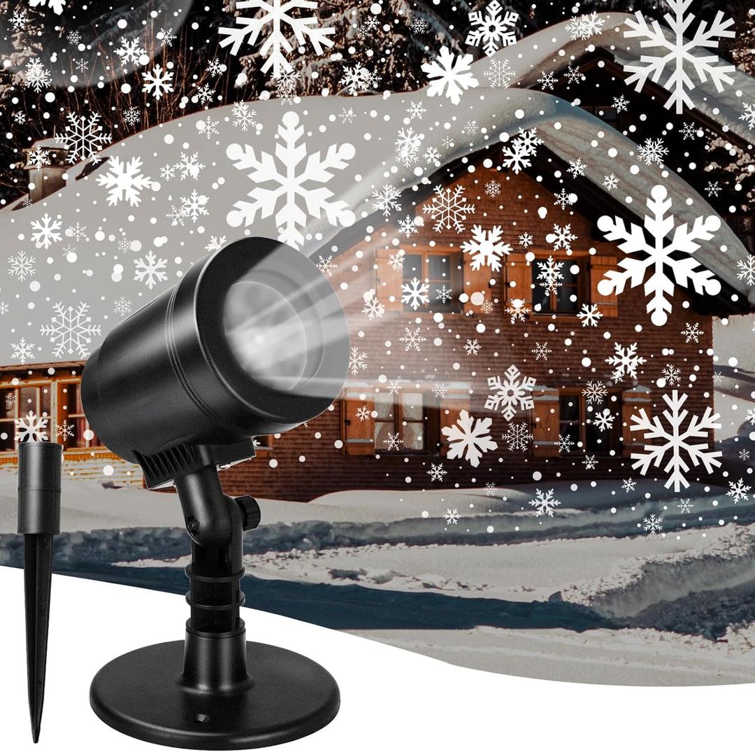 Christmas Projector Lights Outdoor, Outdoor Christmas Decorations, Snow Holiday Projector Lights, Waterproof LED Snowflake Light, Xmas Decoration for House, Yard, Wall, Outside and Indoors