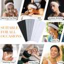 2 x Wisecy Headbands for Women Non Slip - 9PCS Elastic Fabric Hair Band for Women's Hair, Soft Cotton Cloth Stretchy Sweat Headbands for Women for Yoga Workout Running (Black, white, light grey)