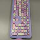 Wireless Keyboard and Mouse Combo, Colorful Ergonomic Full Size Retro Low-Noise Keyboard with Cute keycaps, Compatible with Windows, PC, Perfer for Home and Office Keyboards (Purple)