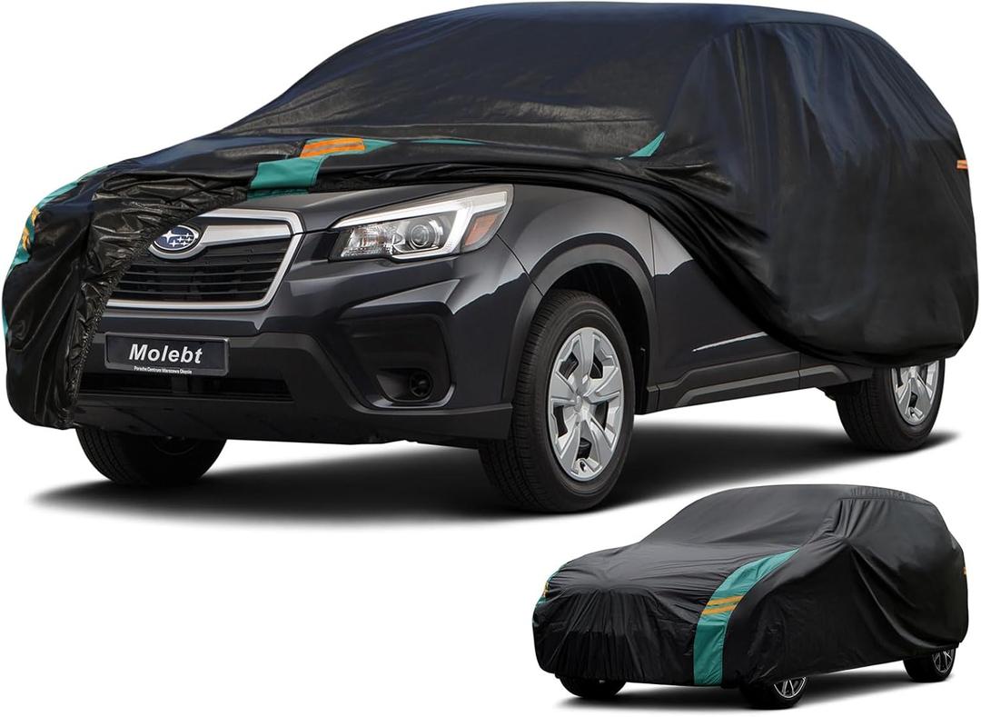 SUV Car Cover Custom Fit for Subaru Forester(2009-2025), Waterproof All Weather for Automobiles, Outdoor Full Cover with Windproof Clip Straps. (One-green)