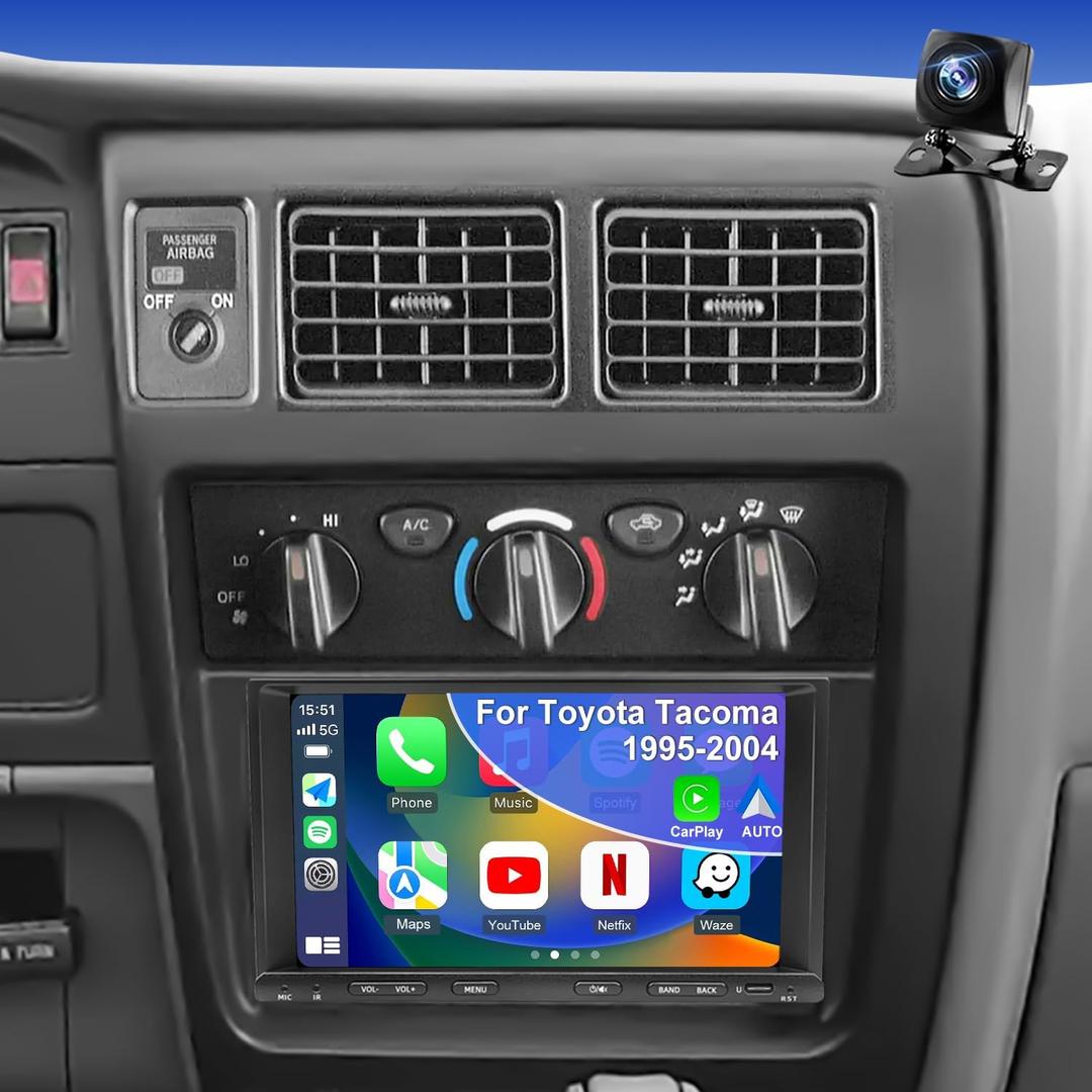 5GWifi Upgrade Car Radio for Toyota Tacoma 1995-2004, 4Runner 1992-2002, Camry 1985-2001, Tundra 2001-2002, Sienna T100 Corolla 7Inch Touch Screen Stereo, CarPlay Android Auto Bluetooth GPS FM Camera