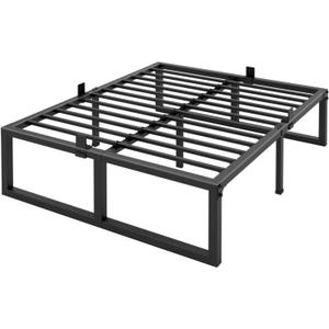 King Bed Frame, 18 Inch High 3500 lbs Metal Platform, Mattress Foundation with Steel Slat Support/No Box Spring Needed/Noise Free/Non-Slip/Easy Assembly