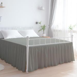 Premium Microfiber King Ruffled Bed Skirt, 12 Drop with Split Corners, Soft Wrinkle Free Bedskirt with Platform, Solid Ligth Grey Dust Ruffle for 78" x 80" Mattress