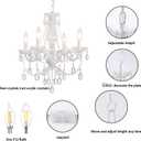Plug in Crystal Ceramic White Chandelier, Glass Chandeliers,White crystal Hanging Pendant Light with Clear Cord and On/Off, 4 Light Crystal Chandelier for wedding, Kitchen, Dining,Foyer, Mini room