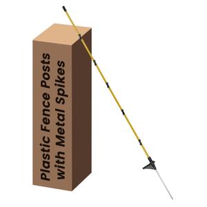 Fiberglass Fence Posts 50" - 10 PCS, Electric Fence Posts with Adjustable Clips & Metal Spikes, Step in Fence Post for Patio, Garden, Lawn