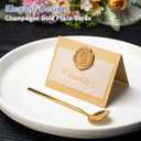 25 Pack Name Cards for Table Setting, Place Cards with Antique Gold Rose Wax Seal Sticker for Wedding, Table Tent Card Stock Handmade Decor for Party, Dinner, Home(Pearlized Champagne Gold)