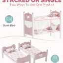 ROBUD Baby Doll Crib, Wooden Baby Doll Beds for 20 Inch Dolls, Baby Doll Bunk Beds with Gauze Curtain, American Girl Doll Bed for Gifts, WRP35, 22.2 inches