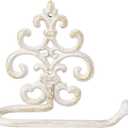Sungmor Vintage Cast Iron Toilet Paper Holder - Wall Mounted Rustic Bathroom Tissue Holder with White & Gold Finish, Decorative Accent for Farmhouse, Victorian Dcor, Heavy Duty Metal Scroll Design