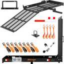 Mockins XL 60"x30"x5" Folding Hitch Cargo Carrier with Ramp | Heavy Duty Trailer Hitch Basket Cargo Carrier with Portable Wheelchair Ramp | 500 Lbs. Cap Weatherproof Steel Scooter Rack & Accessories