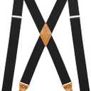 Suspenders for Men 1.4 Inch Wide Men's Suspenders with 4 Strong Clips X Back Heavy Duty Suspender Adjustable Elastic (Black)