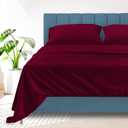 Ashton Sheets 100% Egyptian Cotton Sheets King Size Bed Set - 4 PC 1500 Luxury High Thread Count Burgundy King Bed Sheets, Silky Soft, Cooling, Sateen, 17" Deep Pocket Bedsheet Set