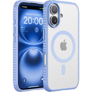 SUCGLES for iPhone 16 Plus Case with MagSafe [Ultra Strong Magnetic] [12FT Military Drop Protection] [Soft Non-Slip Grip] Translucent Matte Slim Thin Phone Cover 6.7" for Apple 16plus, Sierra Blue