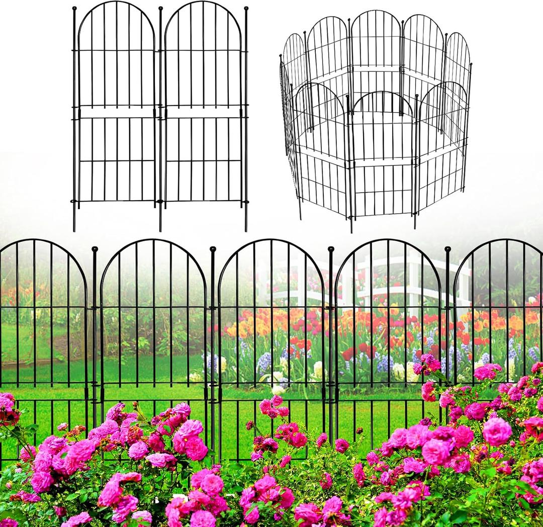 Decorative Garden Fence 31in (H) x10ft (L), 10 Pack No Dig Fence Animal Barrier for Dog, Arched Flower Bed Edging, Wire Border Panel Fencing for Yard Patio Outdoor Decor