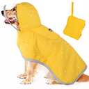 Slow Dog Raincoat, Adjustable Dog Rain Jacket with Clear Hooded Double Layer for Large Medium Small Dogs Puppies, Waterproof Rain Coat Poncho with Reflective Storage Pocket & Rim (Yellow, XXL)